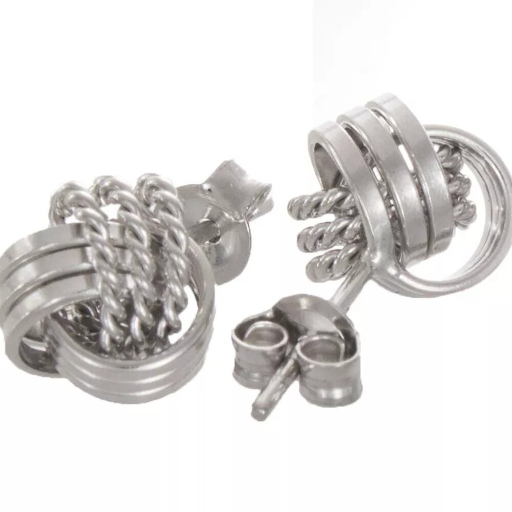 Sterling Silver Round Knot Shape Women's Earrings 9mm